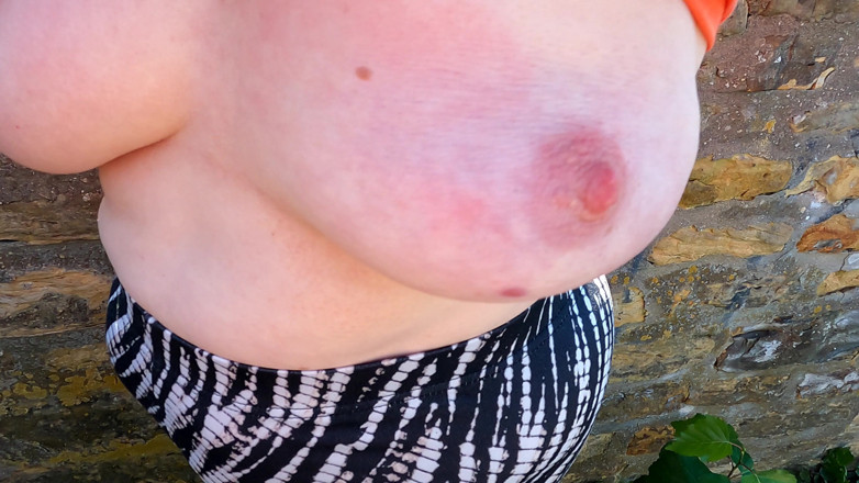 Bouncy Tits Action: Bătând una dintre țâțele ei pe Monument