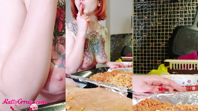 Katty Grray: Busty girl teasing and oiling the body - amateur solo