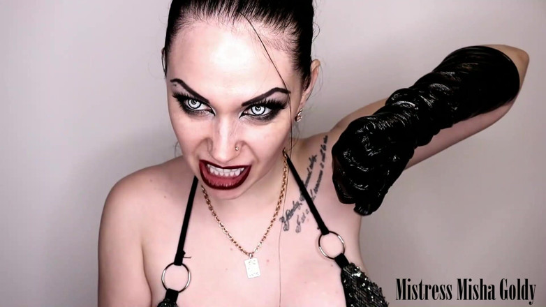 Goddess Misha Goldy: My shiny gloves own you! Strong mind fuck &amp; JOI