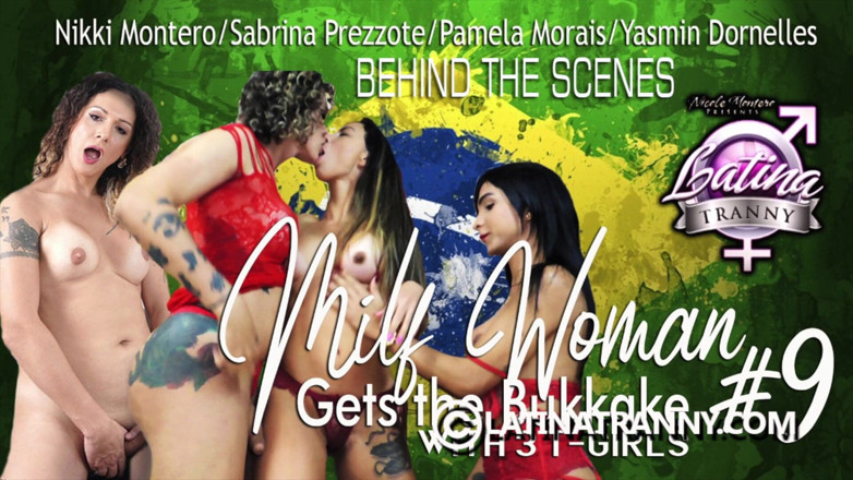 Nikki Montero: Behind Scenes MILF Bukkake #9 with 3 T-girls