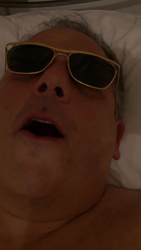 POV Nude Jerk off in Bed Wearing Sunglasses and Yawning