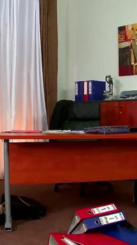 Blonde Secretary Bent Over Desk for Intense Office Pounding