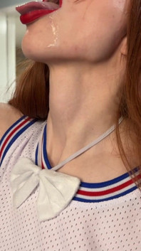 Kim Bluestone Spit Fetish Mouth Fetish Drooling Into a Glass Clear Shot Glass so You Can See Me Drool and Suck