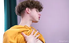 Hot college frat boy drenches himself in cum