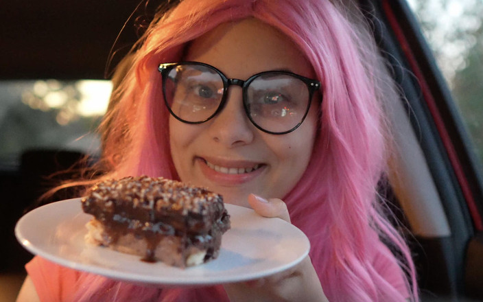 AmayaMori: I'm Eating a Cake I Made Myself-in My Car. Come...