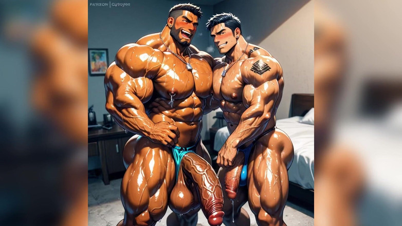 AI Blk: Muscoloso cazzo gay culo cazzo sborra