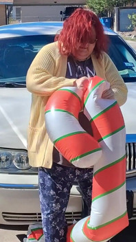 Big Beautiful Woman Nurse Vicki Crushes This Blow up Candy Cane