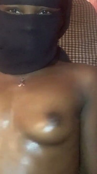 Hot Petite Ebony Babe Enjoy Solo Moment Caressing Her Boobs