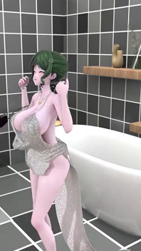 St Louis Łazienka rozbierz taniec Hentai Tell Me Song Azur Lane Mmd 3D Miękkie zielone włosy kolor Edytuj Smixix