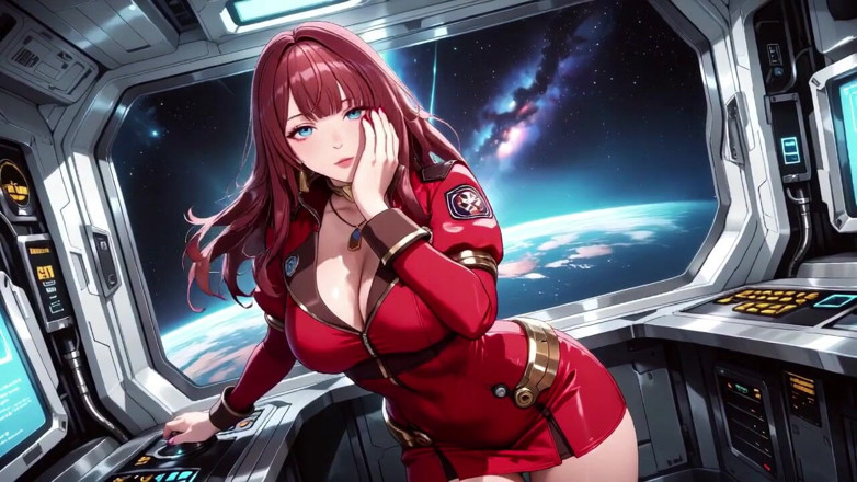 Tay Swift X: Red-haired Commander! Private Moments in the Sci-fi Ship Cockpit