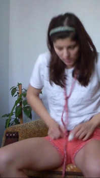 Sexy Teen Weting Her Short Pants and Touching Her Pussy