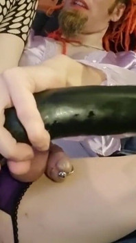 Playing with a Huge Double Ended Dildo, Massive Rose, Gape and Prolapse in Chastity Extreme Anal