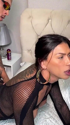 Transvestite Thirsty for Sex, Sat on Two Dicks at the Same Time