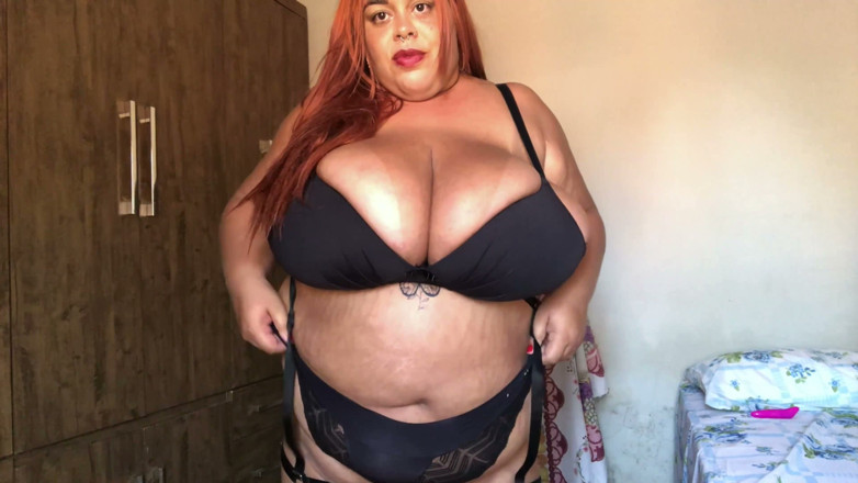 Busty BBW Latinas: Big Belly Angel Rubs One off