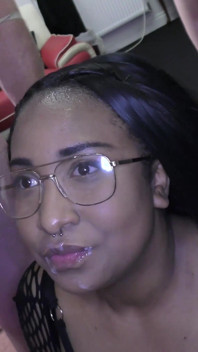 Busty Ebony Chick From the UK Eating All the Fresh Cum