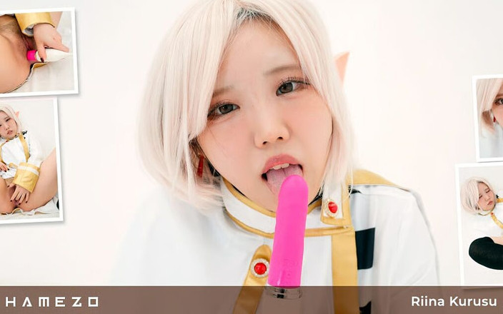 Hamezo: Rina Kurusu Looks so Hot Masturbating with Stockings on