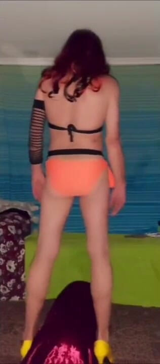 Lizzaali: Orange bikini play scene 3