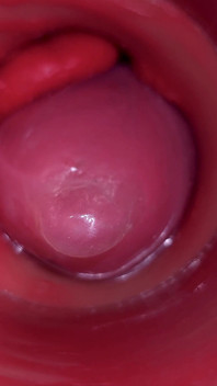 Dentro de una cámara camgirl cervix en primer plano en vagina con gran polla