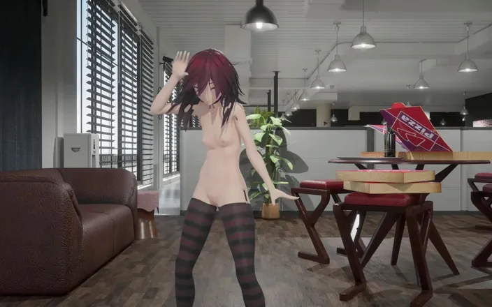 Smixix: Gothic girl hentai undress dance nude small tits with only...