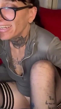 Gagging and Squirting Over Dildo
