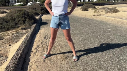 Thumbnail of Desperate Wetting Jeans Shorts in Public