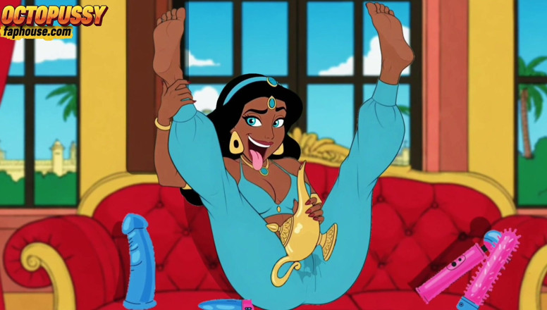 Octopussy Lovers Club: Futanari. Prinses Jasmine-meisje met een grote lul. Porno Aladdin-serie.
