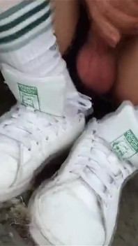 Caught Making a Porn Video, Jon Arteen Hides to Film the Masturbation and Cum Shot Scene on His Adidas Stan Smith Sneakers Outsi
