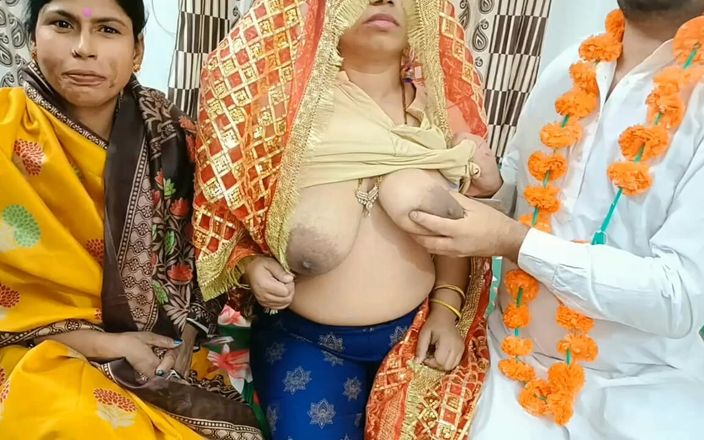 Hotty Jiya Sharma: Індійська пара, перший шлюбний нічний секс, насолоджується сексом утрьох зі свекрухою