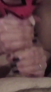 MILF Blowjob Full of Spit POV with Cum in Mouth
