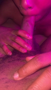 Getting Toe Clenching in Head in Sexy Pink Lighting by Horny Ebony Teen Close up