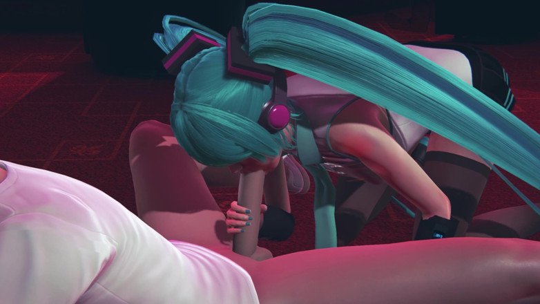 Waifu club 3D: Miku memberikan blowjob kepada tetamu
