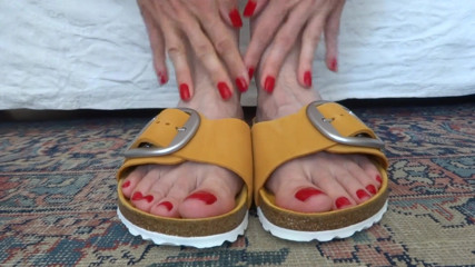 Lady Victoria Valente: Toe fetish - wiggling my toes in orange slippers Part 5