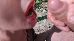 DirtyLubov: Catsuit Oral Outdoor