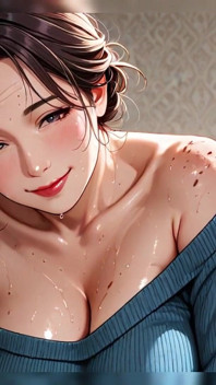 Blue Sweater Hides Huge Boobs
