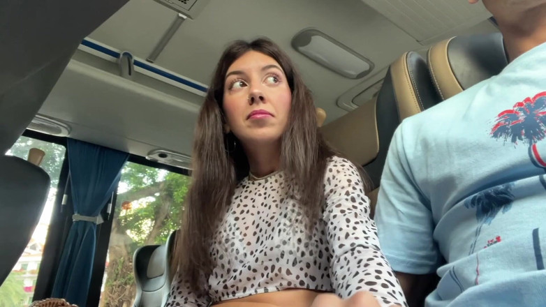 Katty West: Public Dick Flashing - Risky Handjob in Public Bus Full of...