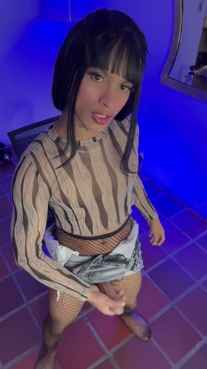 Valera Toro: Brunette Trans Gets a Hard Cock Massage and Explodes Milk