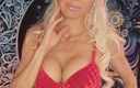 Barby Domina: Lingerie rouge blonde, jeu avec cul, jouet anal