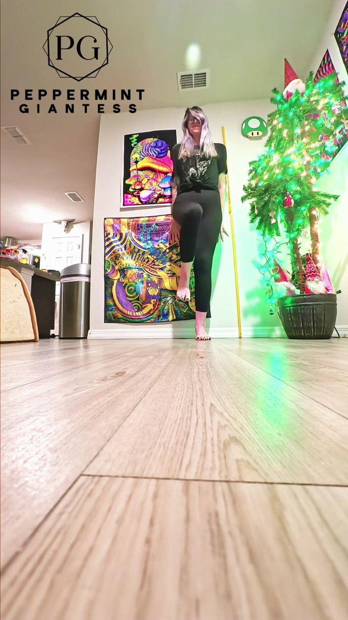 Peppermint Giantess: 67 Giantess Size 16 Barefoot Stomp Destruction in Slow Motion
