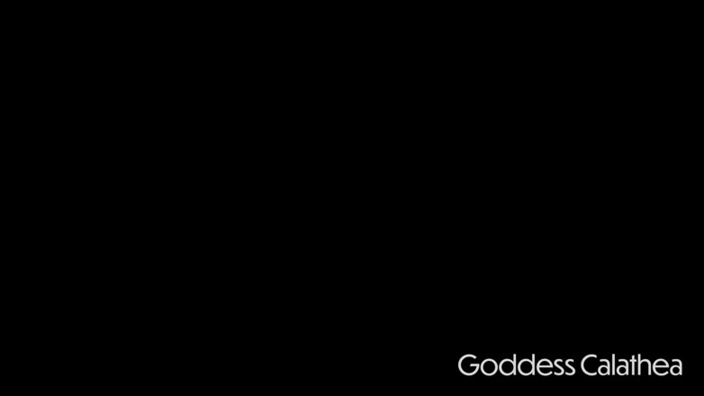 Goddess Calathea: Gimp lateks dilatih untuk menghisap dildo semasa dipukul