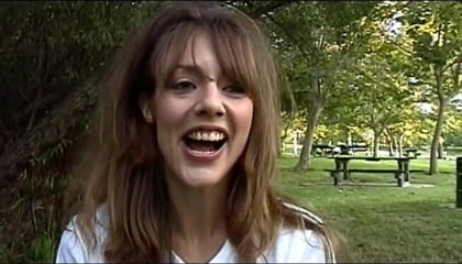 Public Lust: Brunette slut tugs guy's cock outdoors