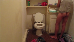 Sissy Using Bathroom at Friends House Makes Her Self Cum a Mess Everywhere thumbnail