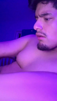 Jerking My Uncut Cock While Inflating My Belly