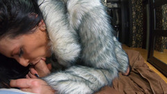 MilfyCalla: Cum Play While Wearing a Grey Fur-coat and Long Boots 214
