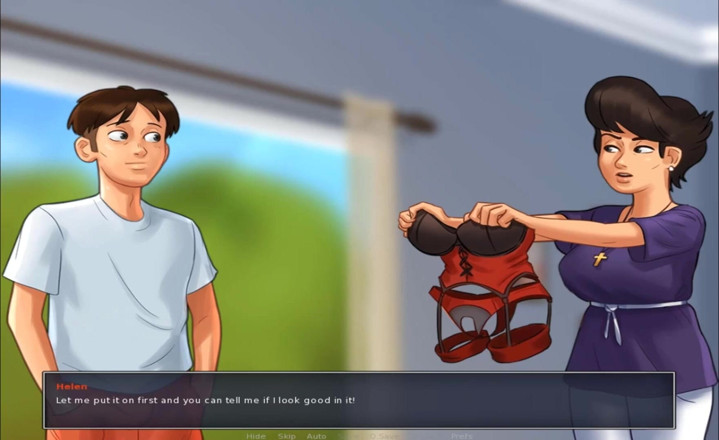 Hentai World: Summertime saga - helen und roter korsett-fetisch