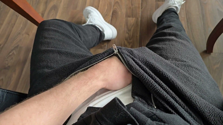 PhantomGentX: Lunch Break - Hot Stepdaddy Rubs His Fat Cock Through White...