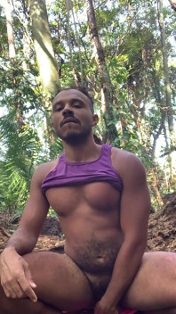 Hot Black Man Squirting in the Jungle