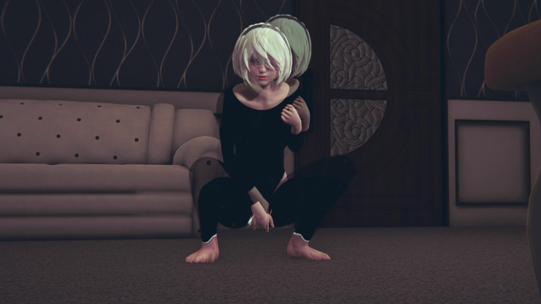 Waifu club 3D: 2B jęczy i masturbuje się swoją cipką