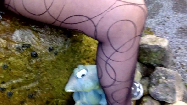 Hot-Pussy66: Wet play in pantyhose outside