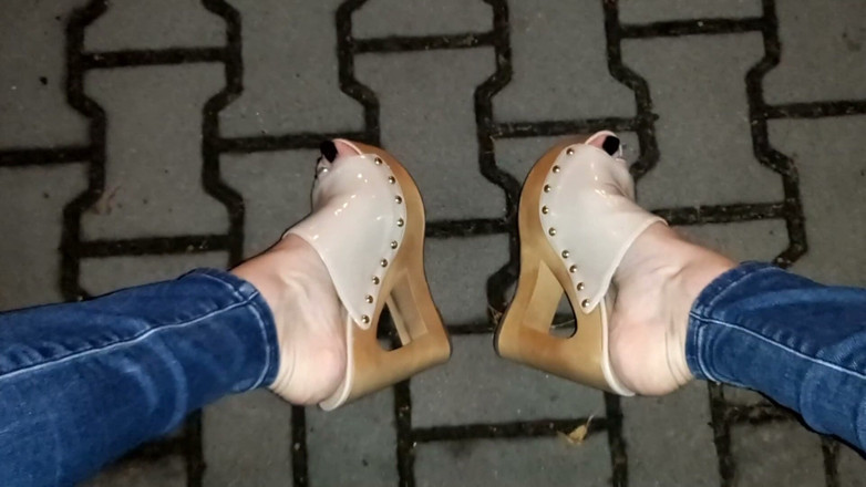Heelex: Nude High Heel Wedges
