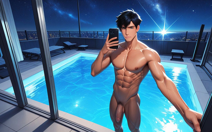 LustMen: Shredded Gym Guy Nude Erect Dick Mirror Selfie in Infinity...